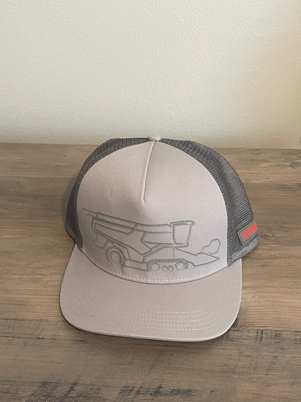 Gray Mesh Trucker Hat with Combine Outline
